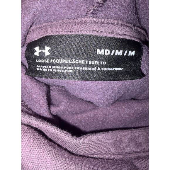 Under Armour Loose Cowl Purple Hooded Sweatshirt Size Medium Cotton Blend - Picture 3 of 6